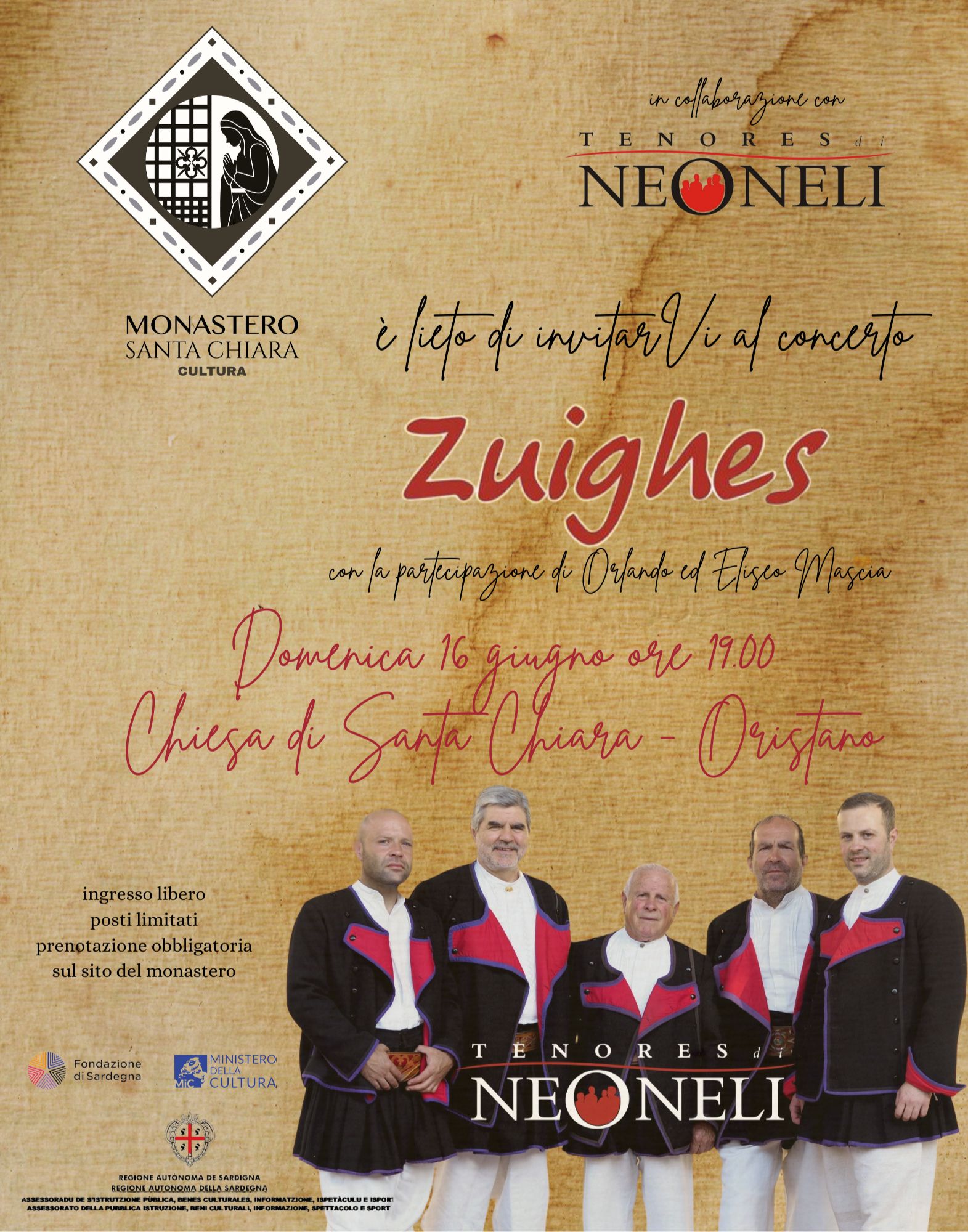 Locandina · Zuighes - Concerto del coro di Neoneli